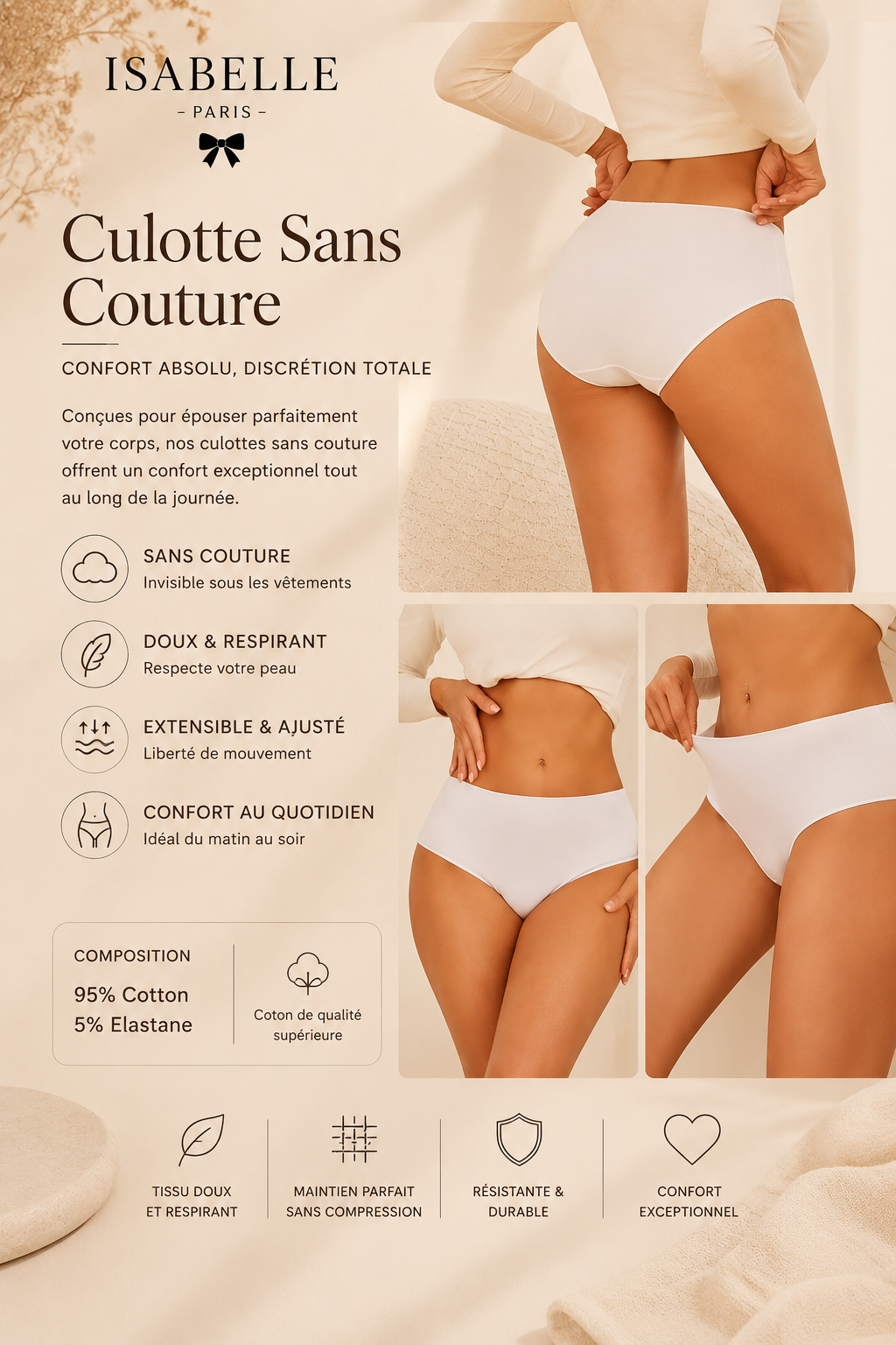 Culotte Sans Couture Confort Absolu – Lot de 4